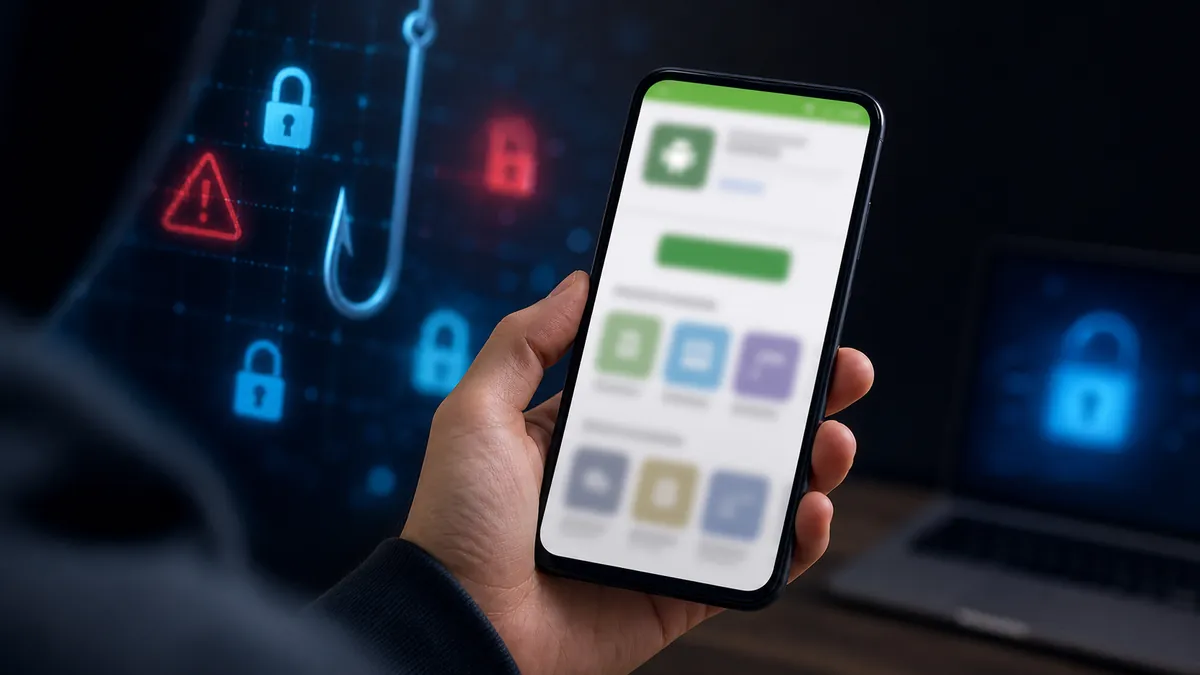 Utilisateur face à une fausse page de téléchargement Android