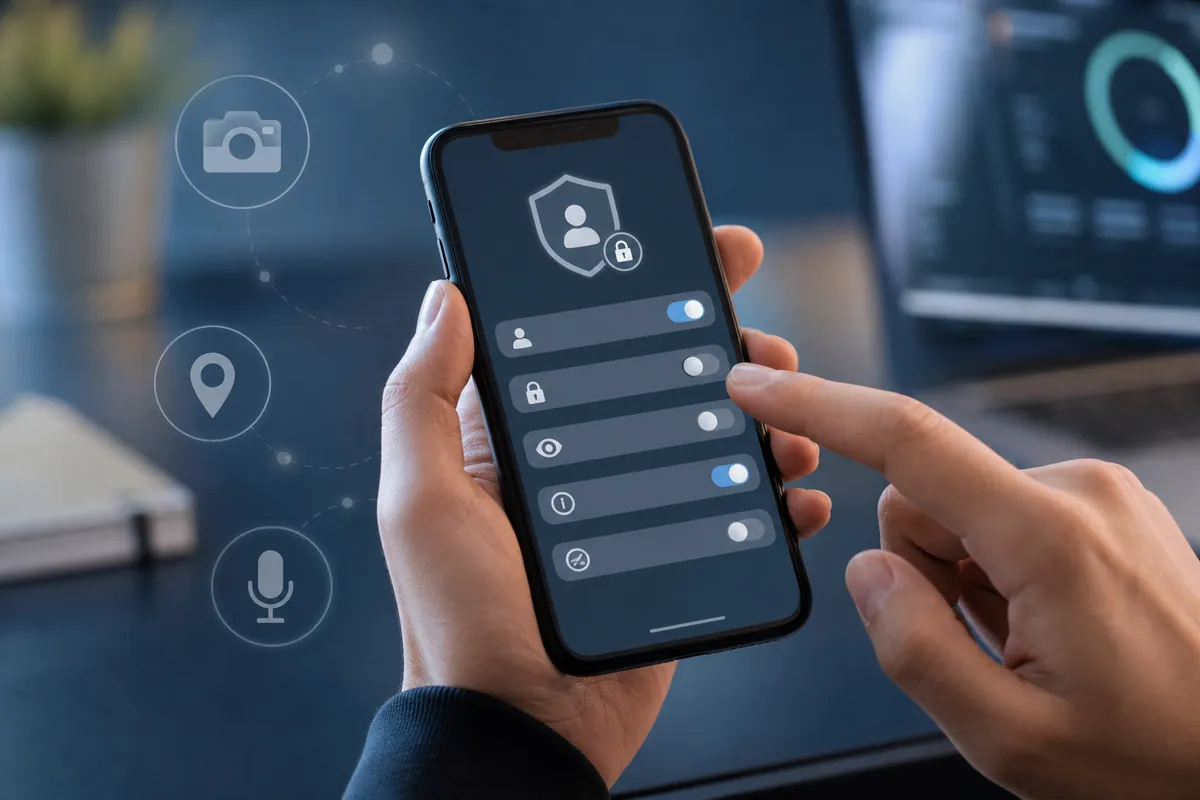 Paramètres de confidentialité consultés sur un smartphone