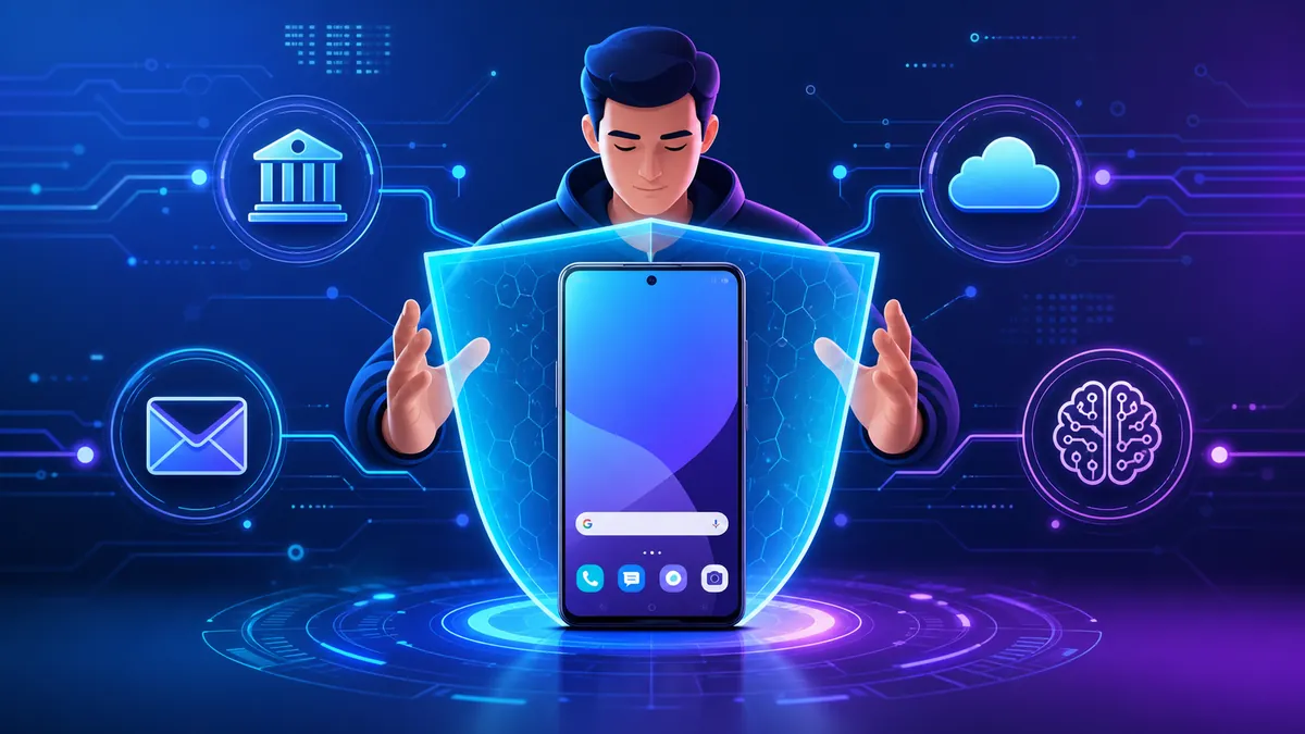 Smartphone protégé par un bouclier numérique