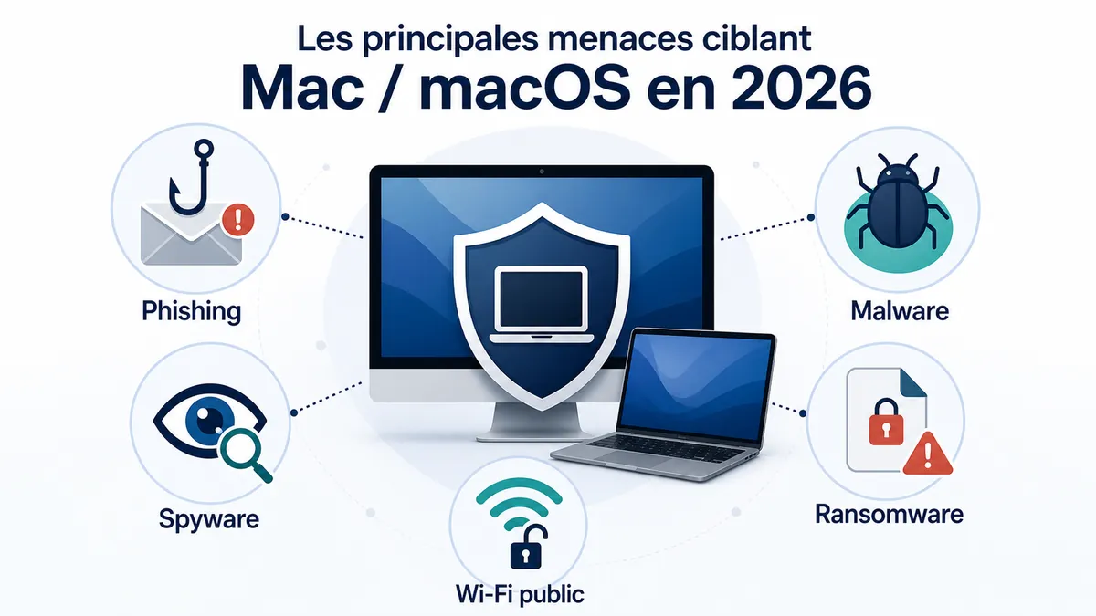 Infographie des principales menaces visant macOS en 2026