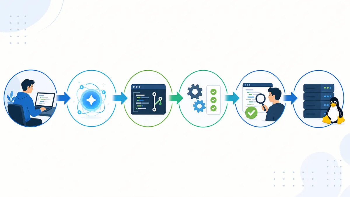 Schéma du processus de contribution open source avec assistance IA