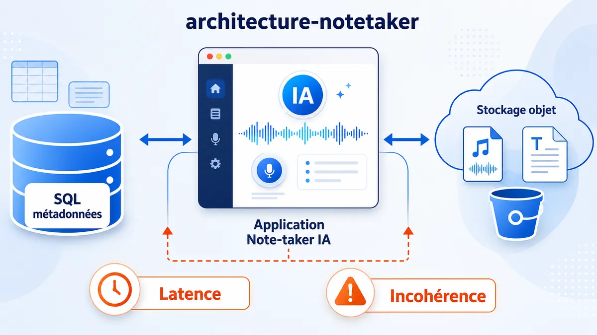 Schéma d’architecture entre base de données et stockage objet pour un assistant IA