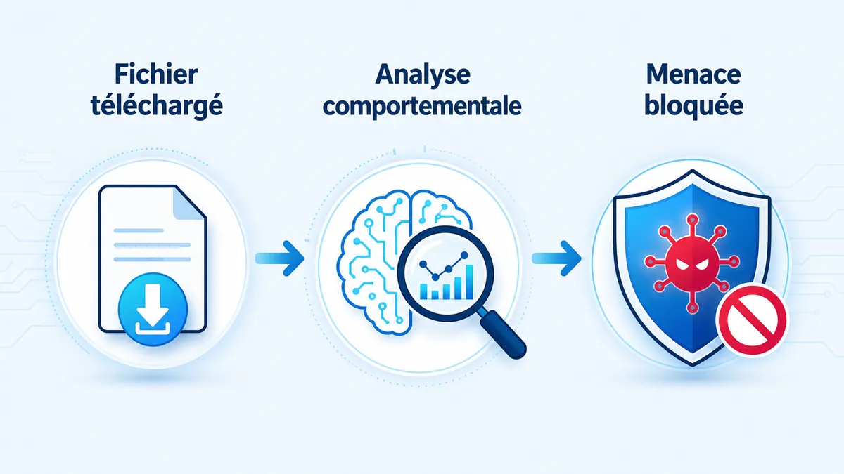 Schéma du fonctionnement de l’analyse comportementale antivirus