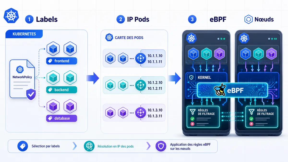 Transformation d’une politique réseau Kubernetes en règles eBPF