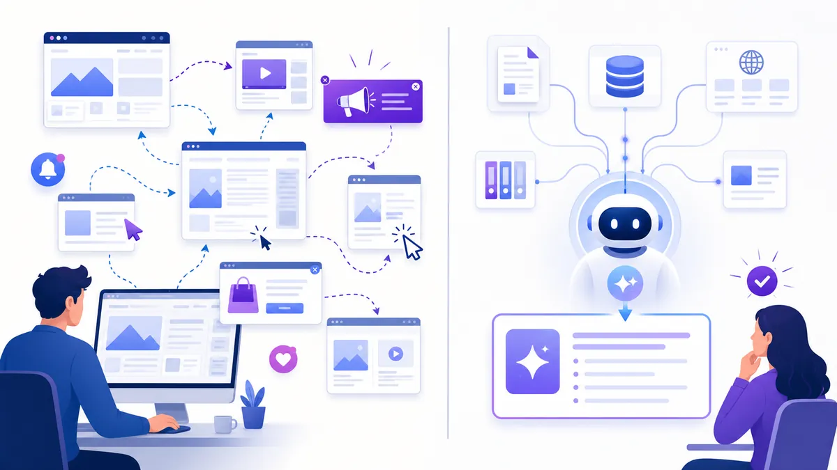 Comparaison entre navigation humaine et consultation par agent IA