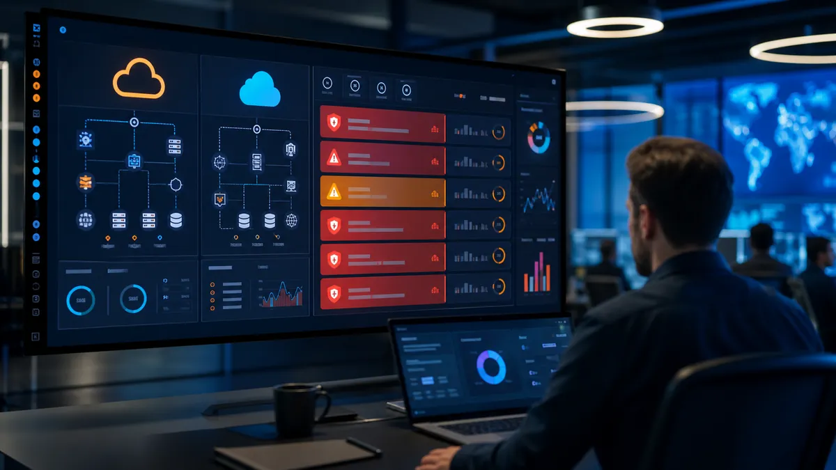Console de sécurité regroupant des alertes AWS et Azure