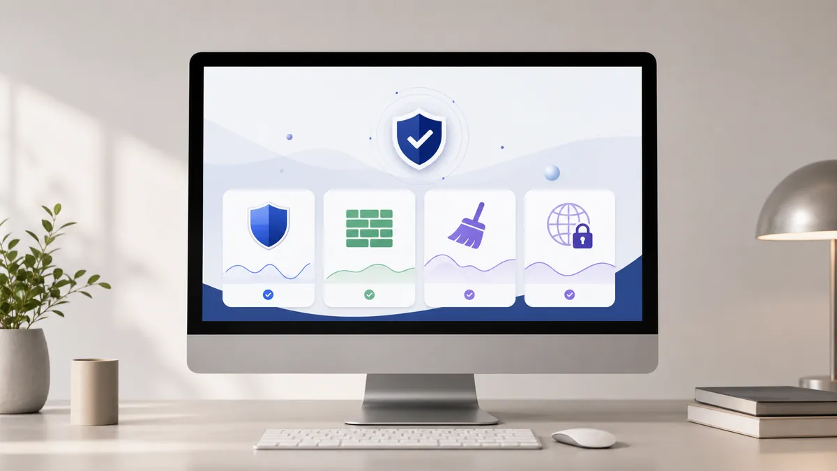 Interface de sécurité Mac avec modules antivirus pare-feu nettoyage et VPN