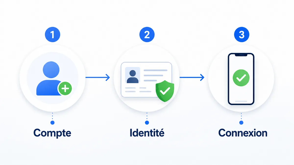 Schéma du parcours de création et d’utilisation de l’identité numérique