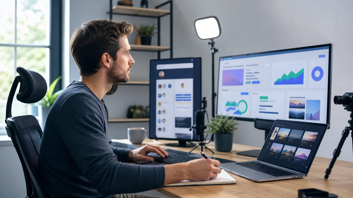 Un créateur de contenu développe une audience directe depuis son bureau