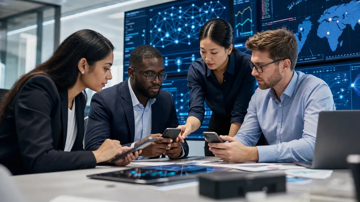 Équipe cybersécurité analysant les risques liés aux assistants IA sur mobile