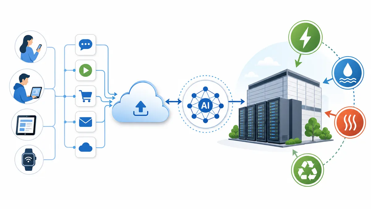 Schéma illustrant le lien entre cloud intelligence artificielle et data centers