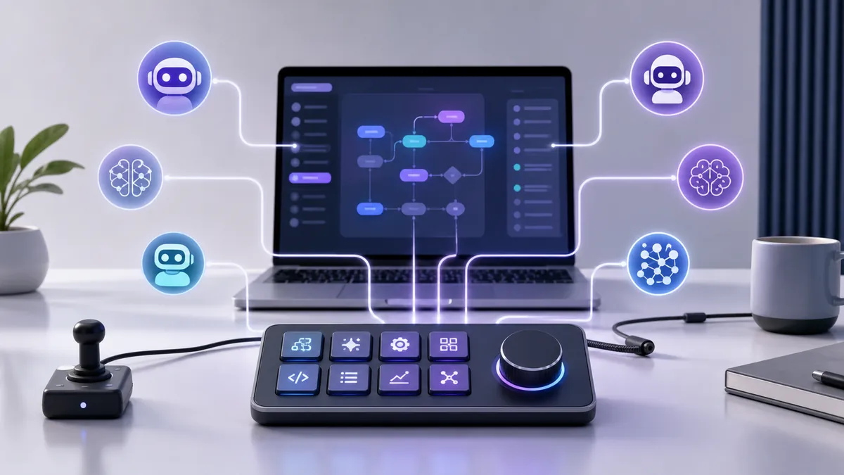 Schéma d’un mini-clavier connecté à des agents IA