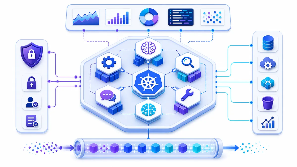 Schéma d’une architecture multi-agent sur Kubernetes