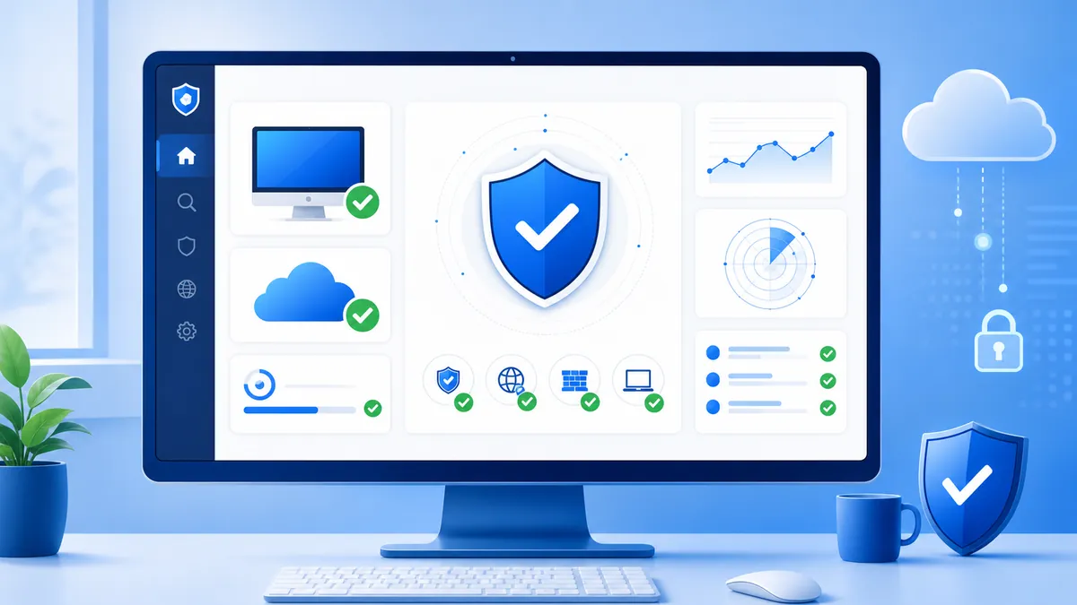 Tableau de bord antivirus indiquant une protection à jour