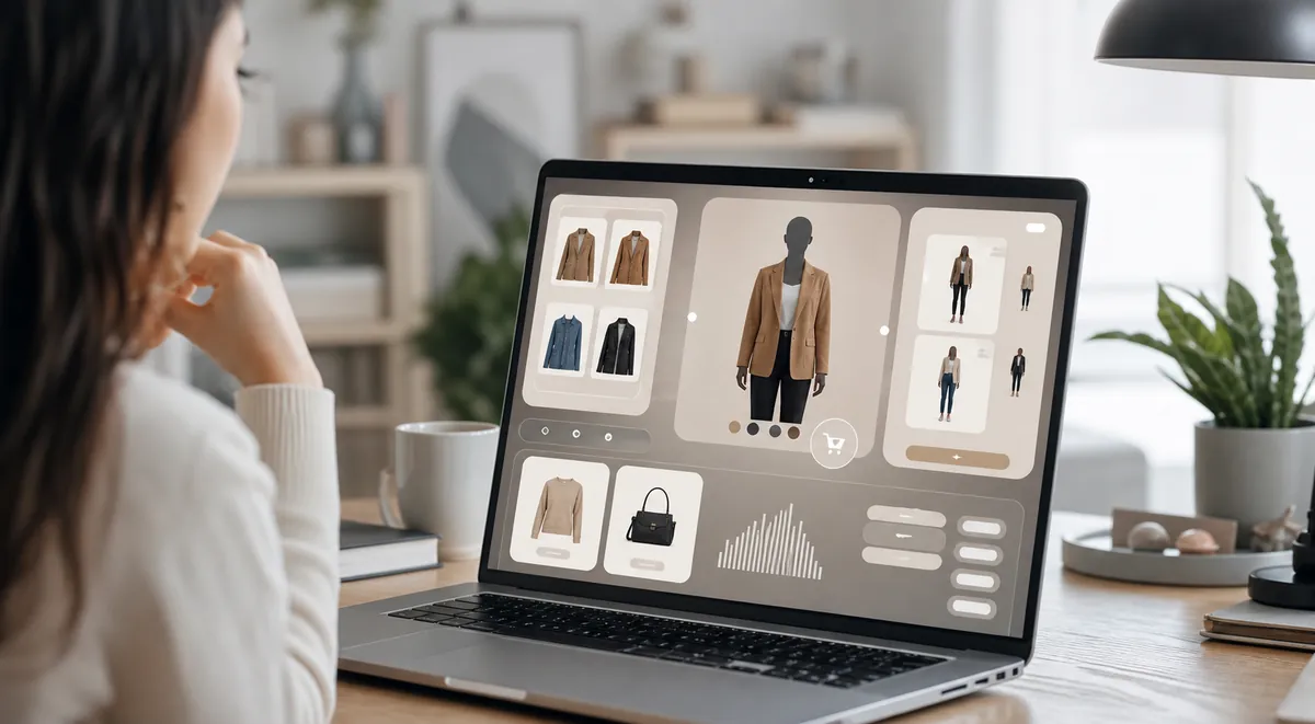 Une personne utilise un assistant IA pour choisir des vêtements en ligne