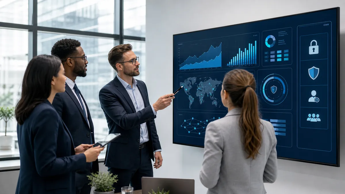 Équipe finance utilisant un agent IA sécurisé