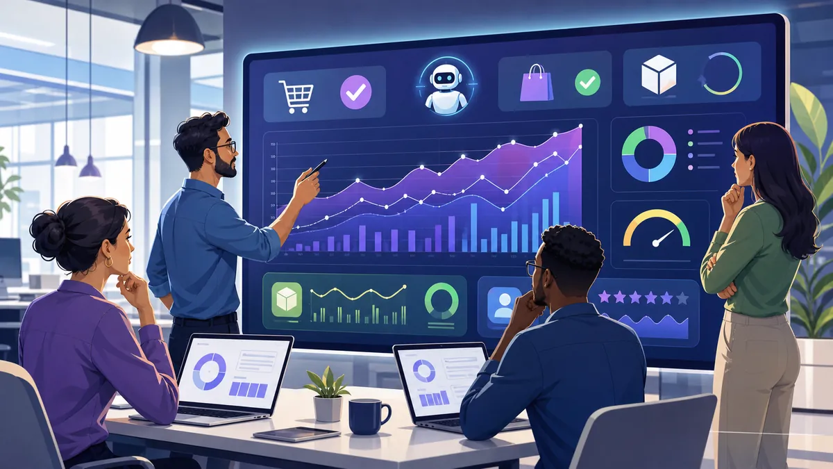 Une équipe analyse les performances d'une vitrine agentique