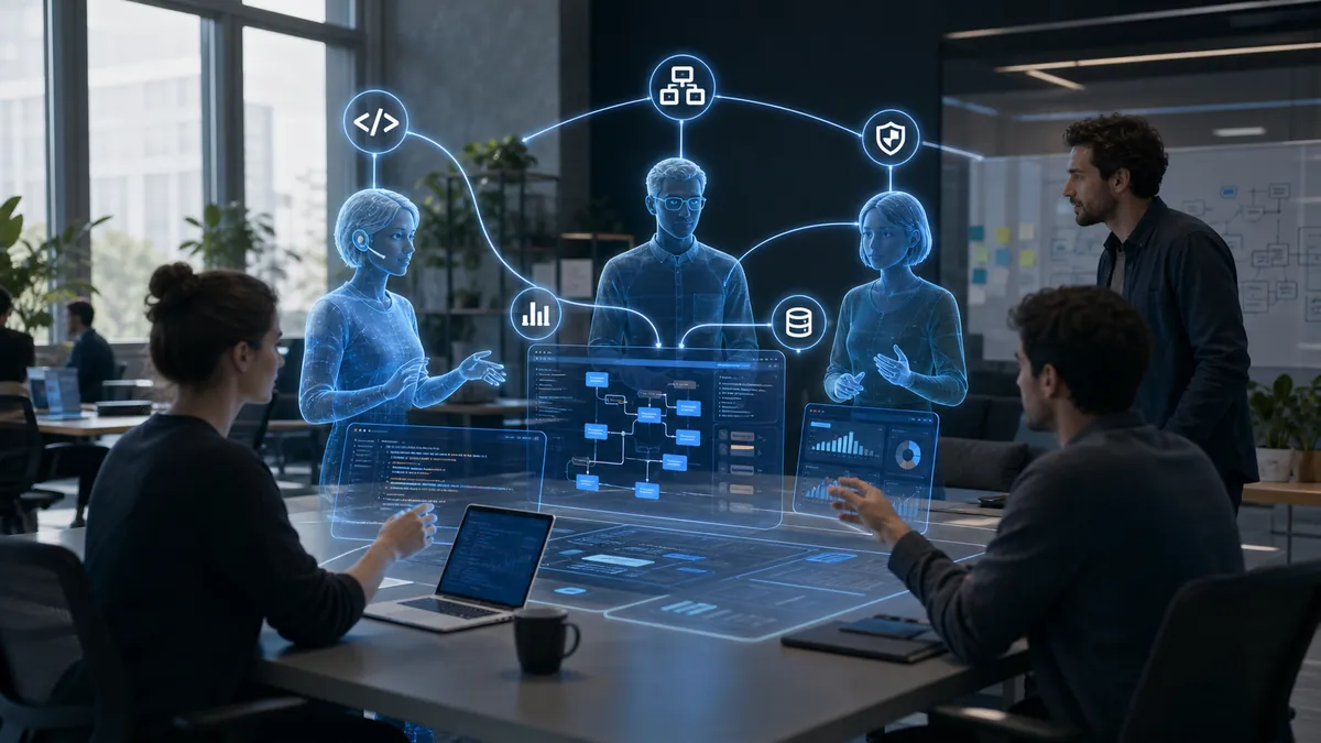 Plusieurs agents IA collaborant sur un projet logiciel