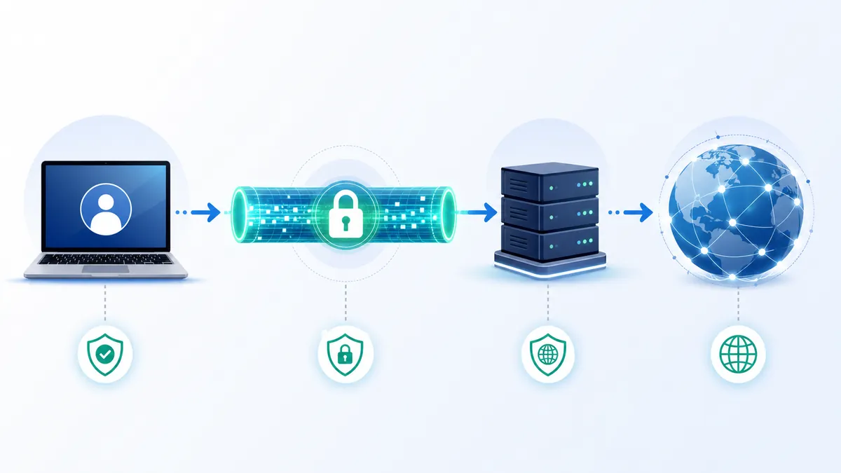 Schéma du fonctionnement d'une connexion VPN