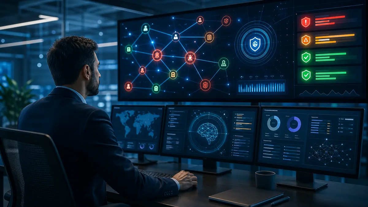 Responsable cybersécurité analysant des alertes avec l'aide de l'IA