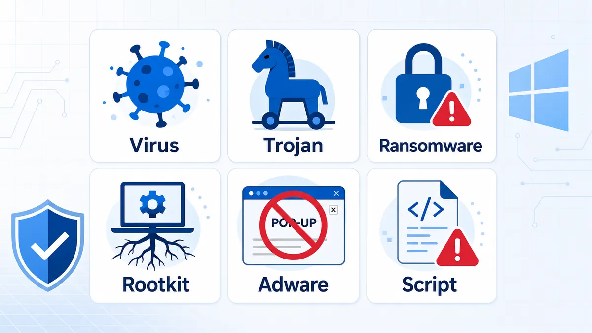 Types de menaces informatiques détectées par un anti-malware