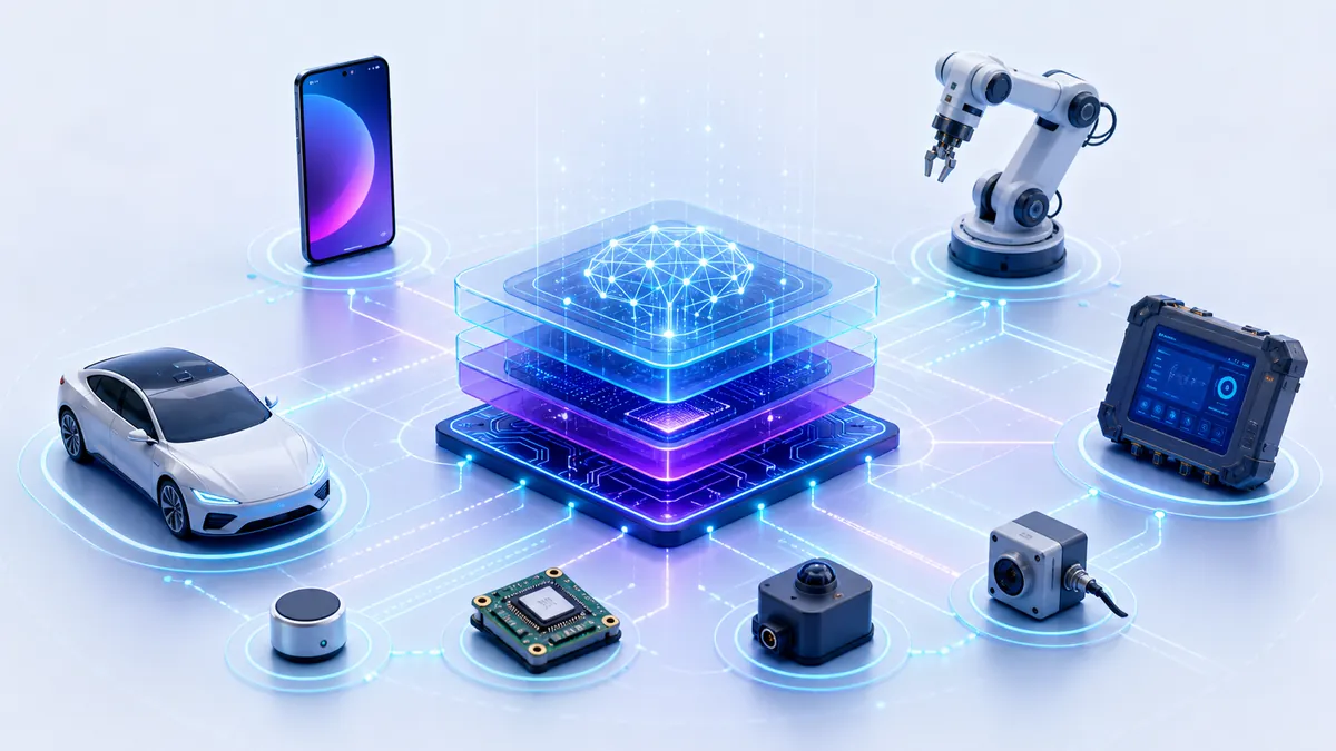 Objets connectés et systèmes embarqués reliés à une analyse IA centrale