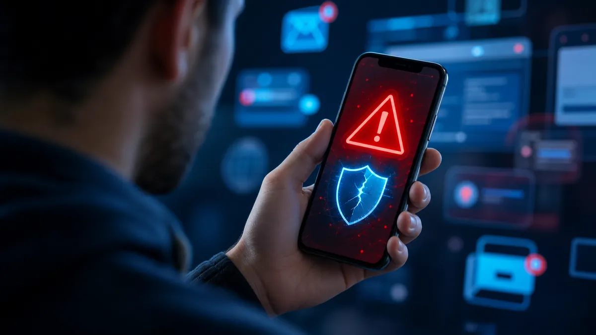 Alerte de phishing affichée sur un smartphone