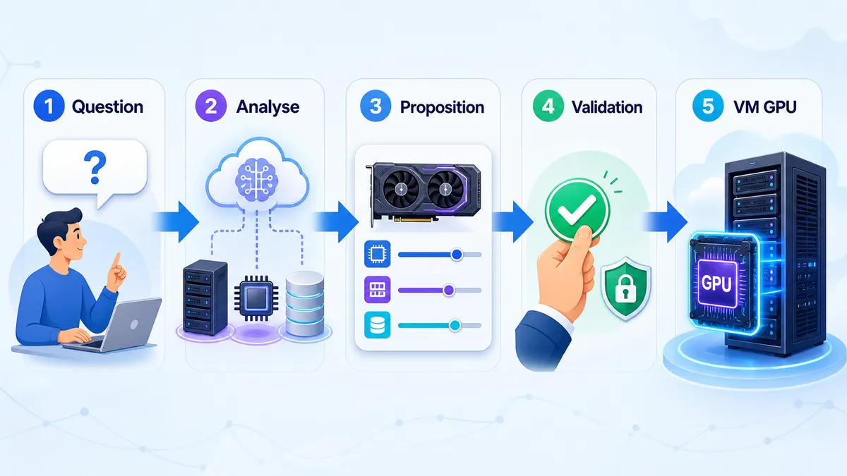 Schéma du fonctionnement d'un agent IA cloud avec validation humaine
