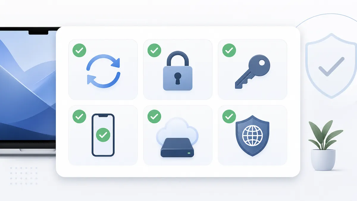 Checklist visuelle des bonnes pratiques de sécurité sur Mac