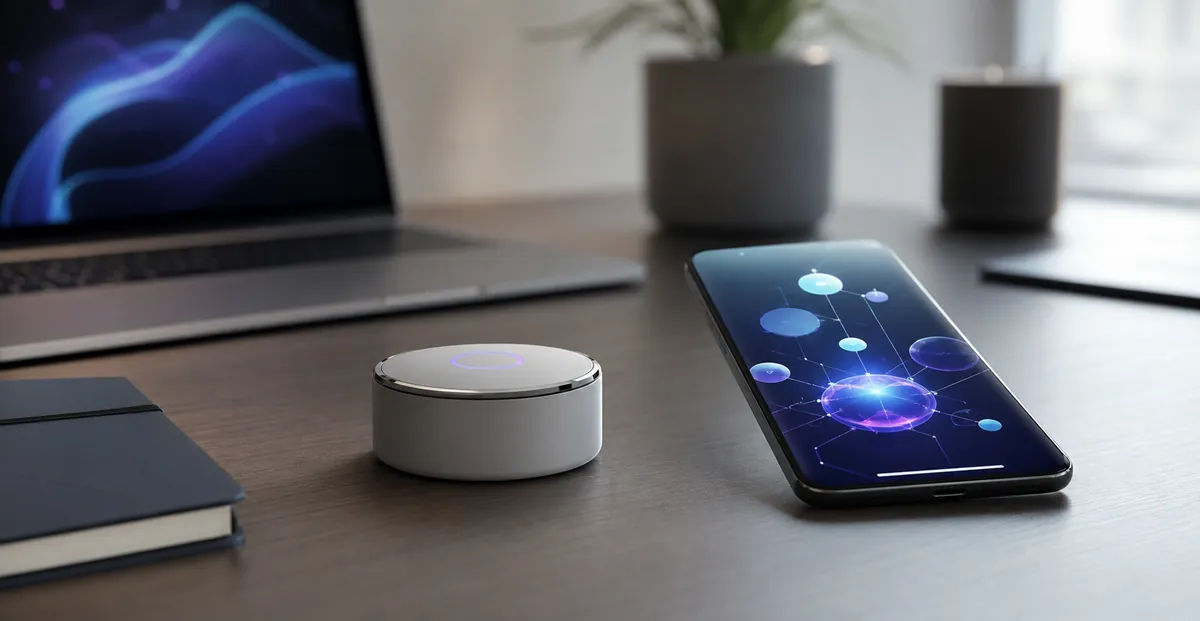 Bouton connecté utilisé pour déclencher un agent IA