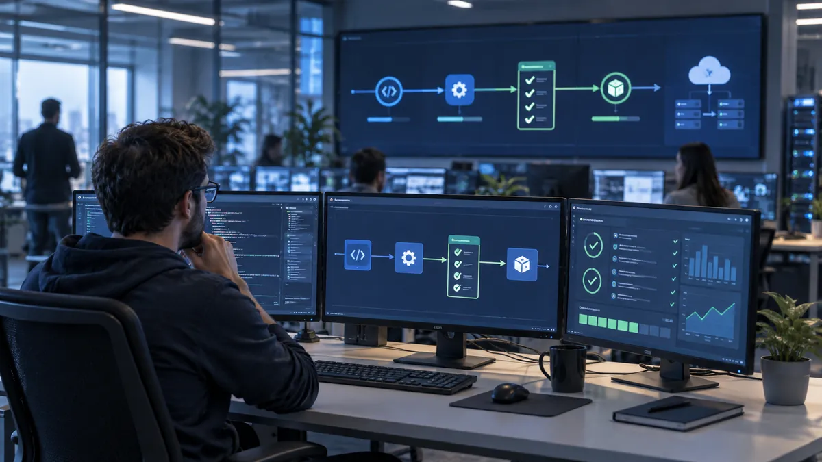 Pipeline CI exécutant des tests automatisés avant la mise en production