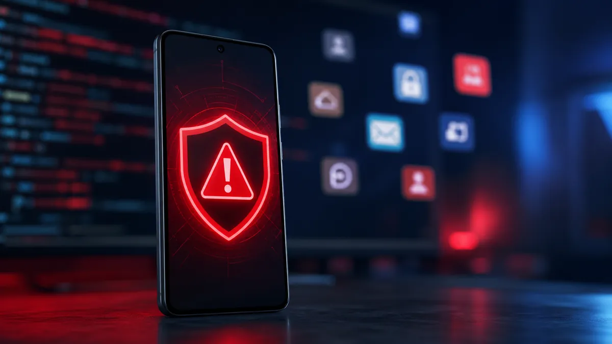 Smartphone Android avec une alerte de sécurité