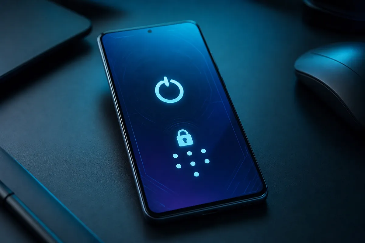 Smartphone Android verrouillé avec une icône de sécurité