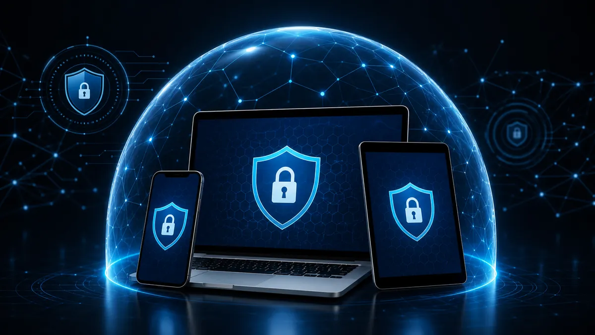 Appareils numériques protégés par un bouclier de cybersécurité