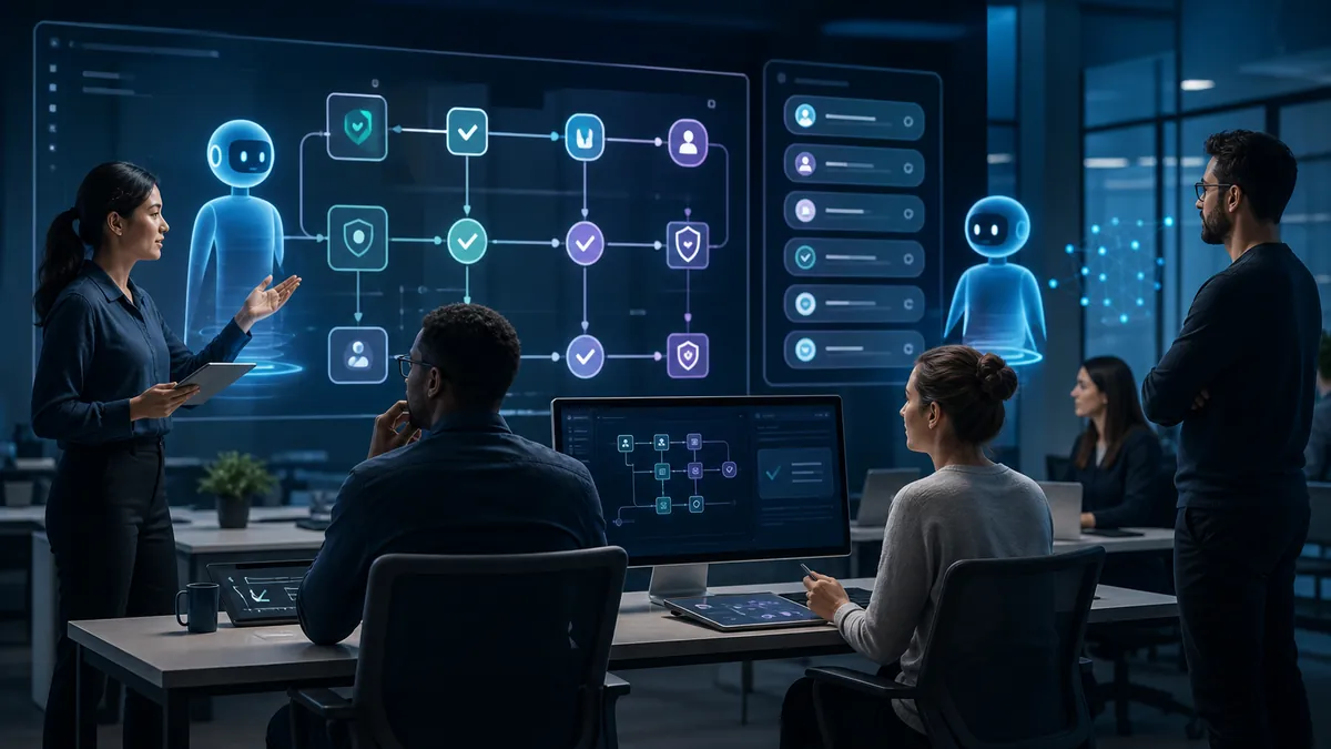 Équipe de développement utilisant l'intelligence artificielle avec des contrôles de gouvernance