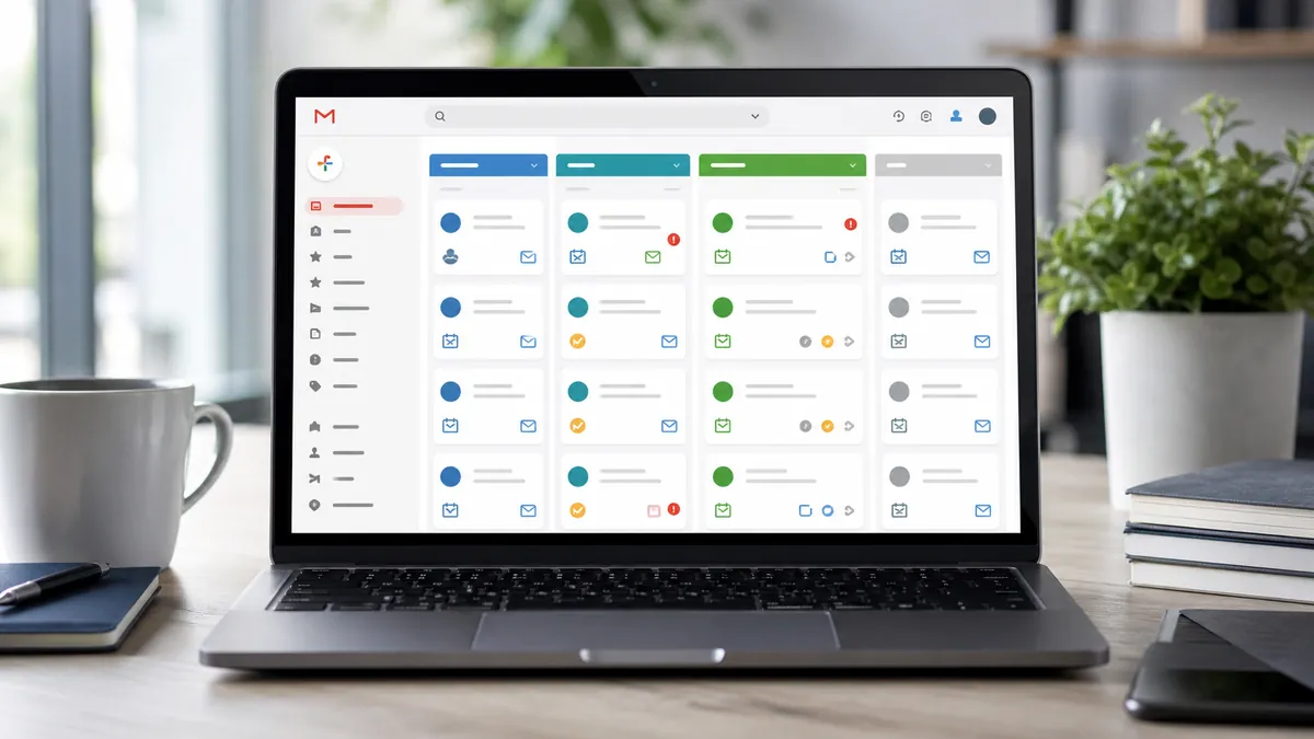 Interface Gmail utilisée comme CRM avec des pipelines et des contacts