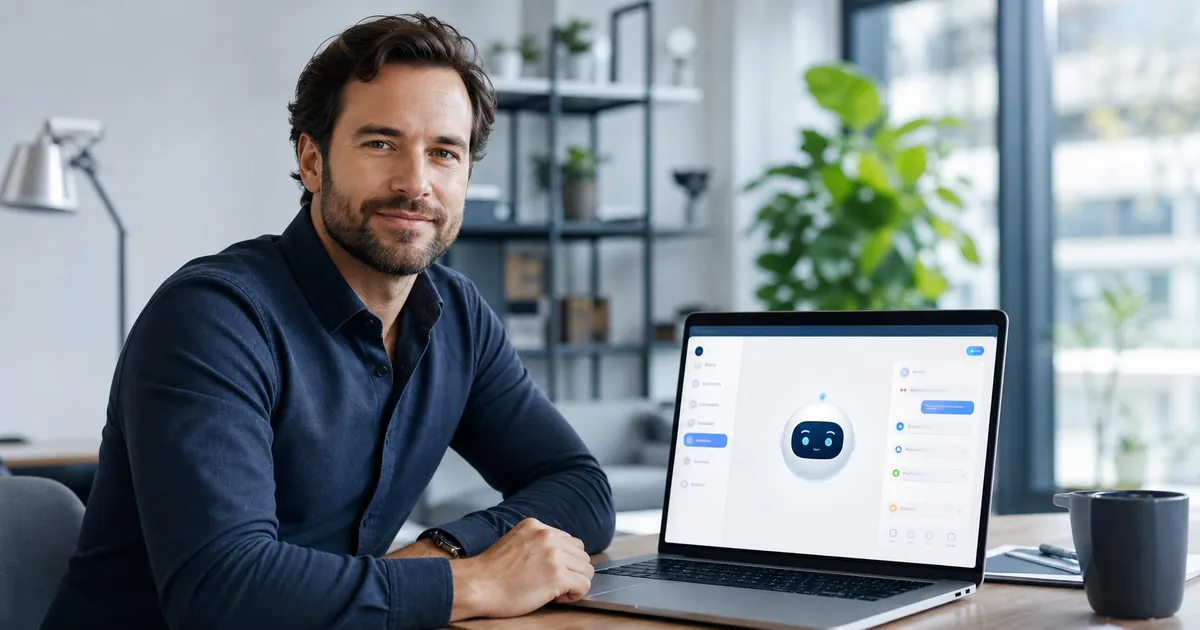 Fondateur de startup travaillant sur une plateforme avec assistant IA
