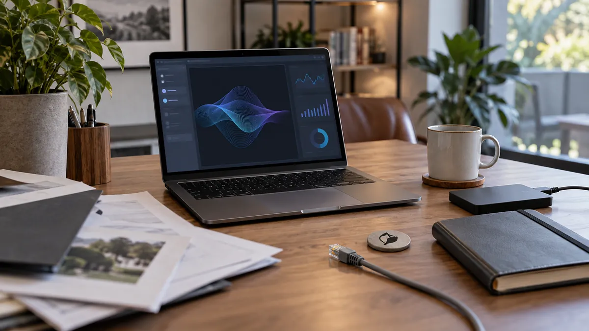 Ordinateur portable utilisé pour exécuter un modèle IA local en environnement privé